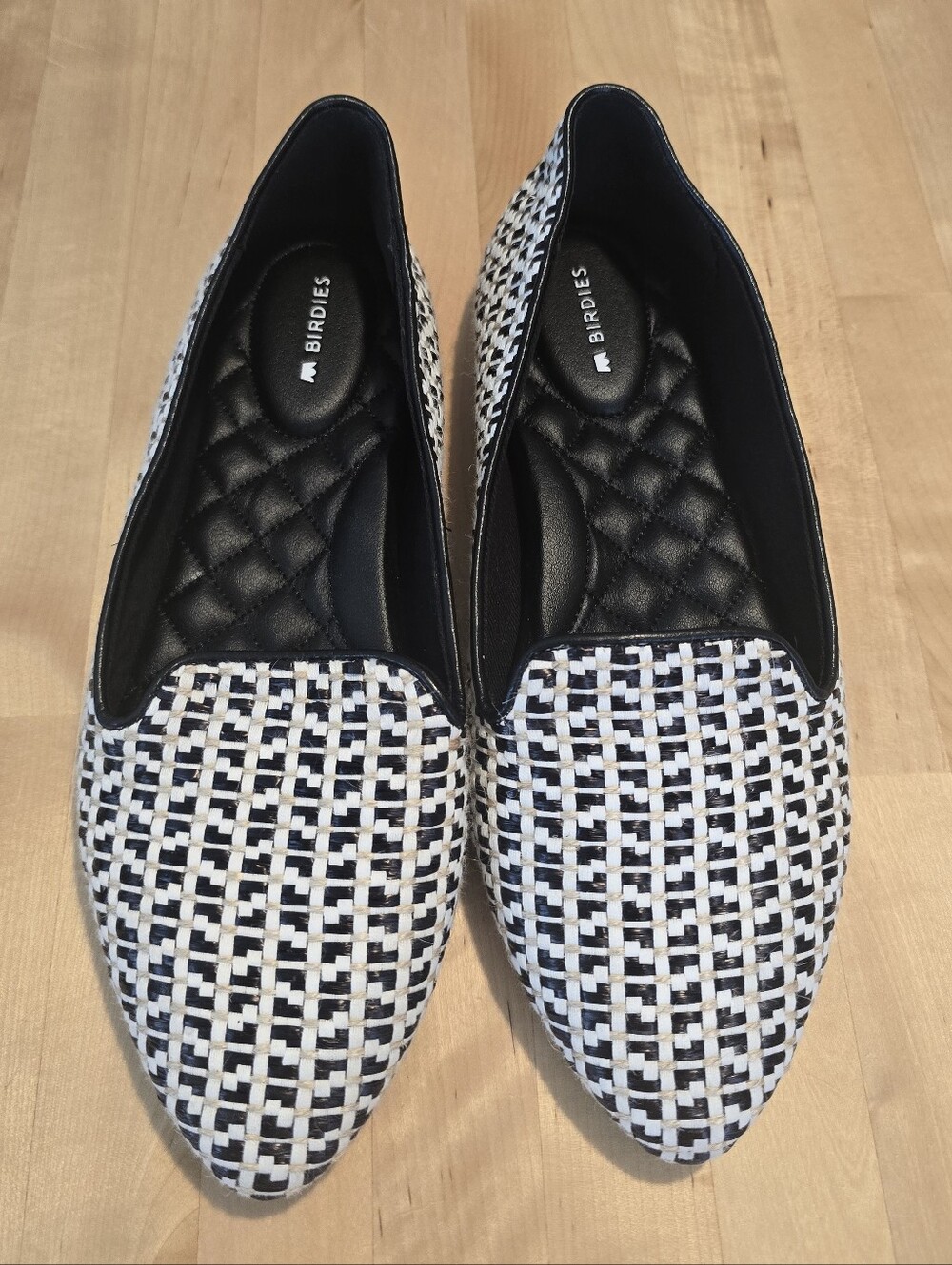 Birdies Blackbird Loafer Black Multi Woven Raffia Size 8